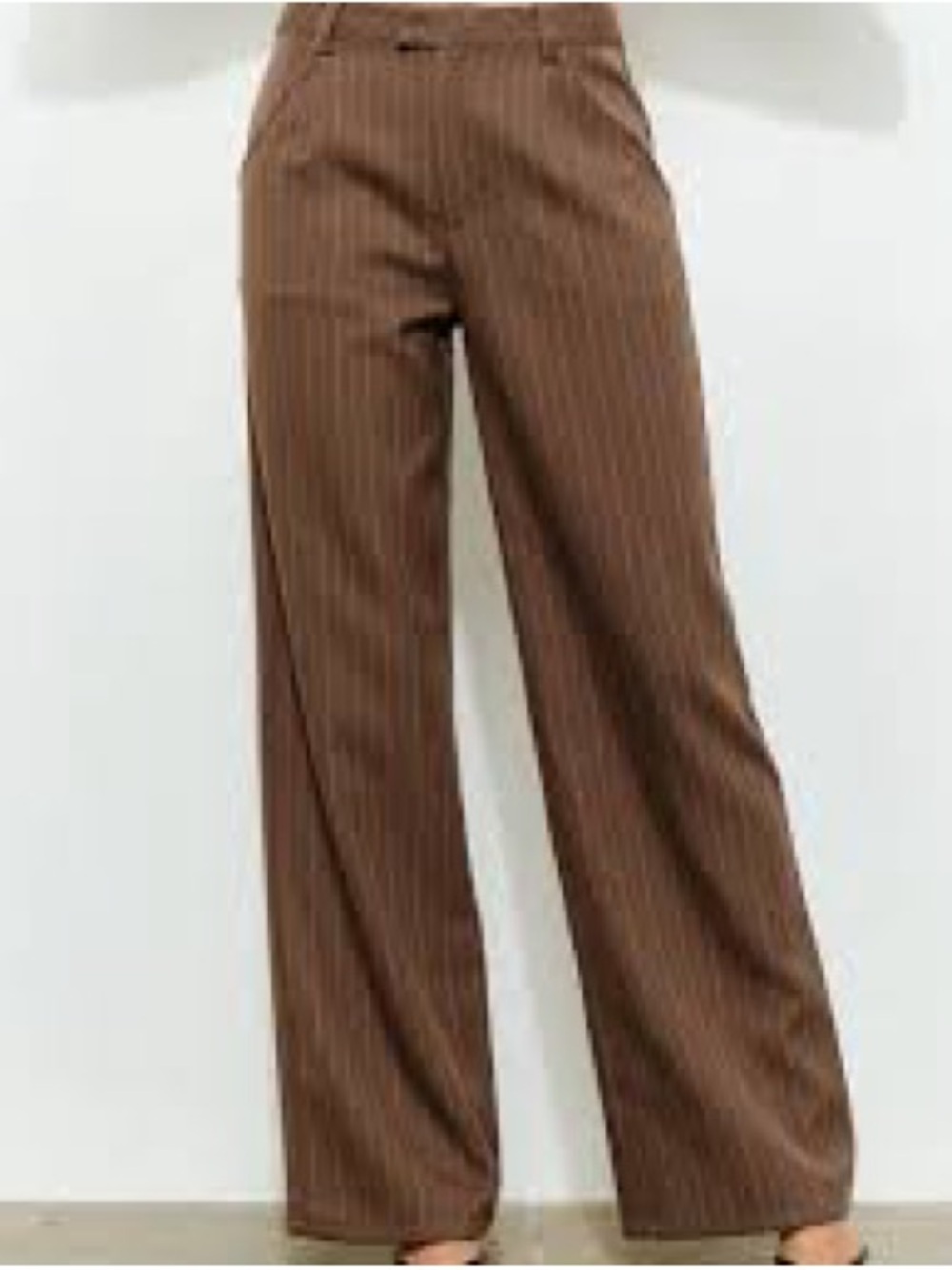Tailored Wide-Leg Brown Pinstripe Men’s Trousers
